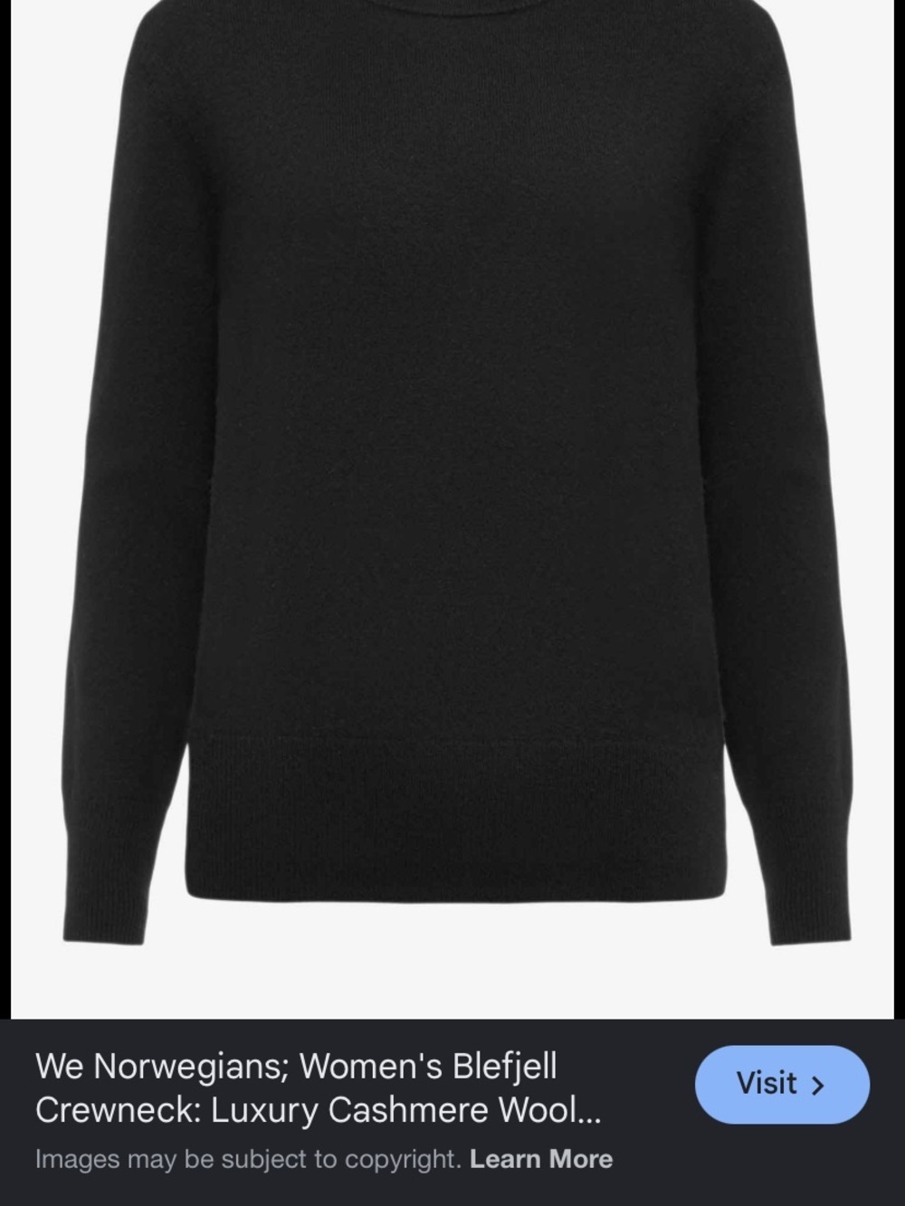Black Knit Sweater round neck no tag wool and cashmere blend X-Large very nice